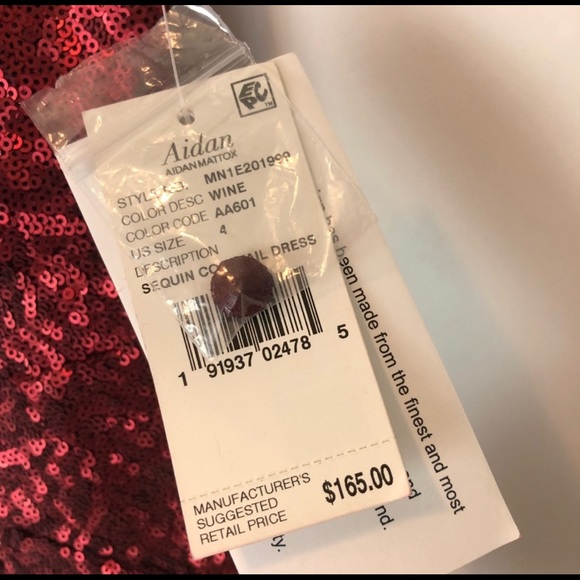 Aidan Mattox Wine Sequin Cocktail Dress NWT size 4 - Picture 4 of 7